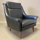 High black leather armchair “scandinavian design” 1950.