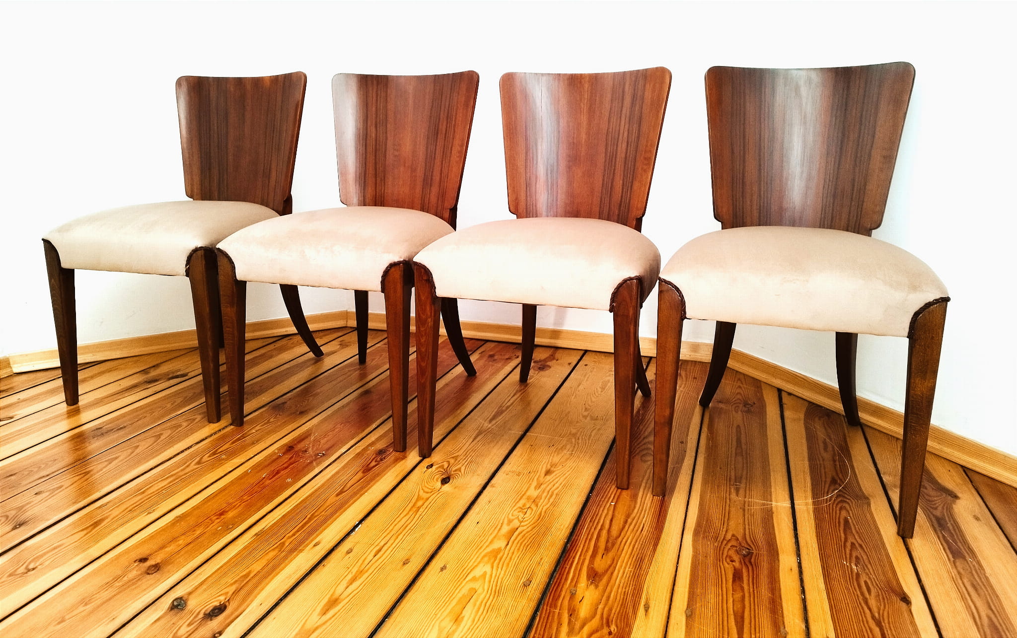 Set of four chairs H-214 proj.J.Halabala, the 50s Czechoslovakia