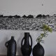 Trio de vases noirs vintage