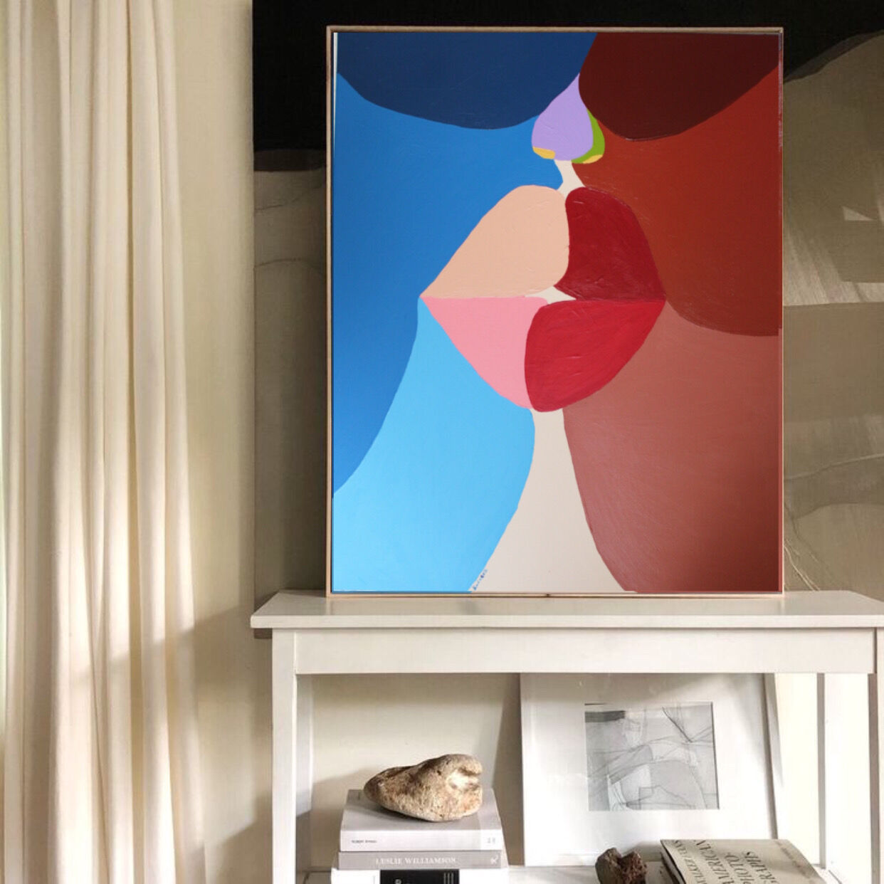 The kiss colorful handmade paint