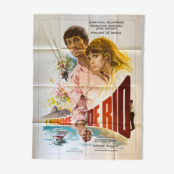 Affiche cinéma "L'Homme de Rio" Jean-Paul Belmondo 120x160cm 1970