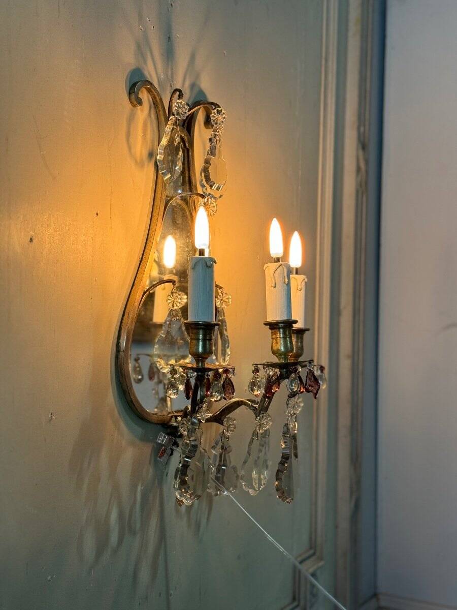 Pair of Lyre Shaped Wall Lights
