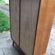 Vintage wardrobe with 2 doors and compass legs, made of oak plywood