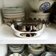 Glass cooler, silver-plated metal bottle
