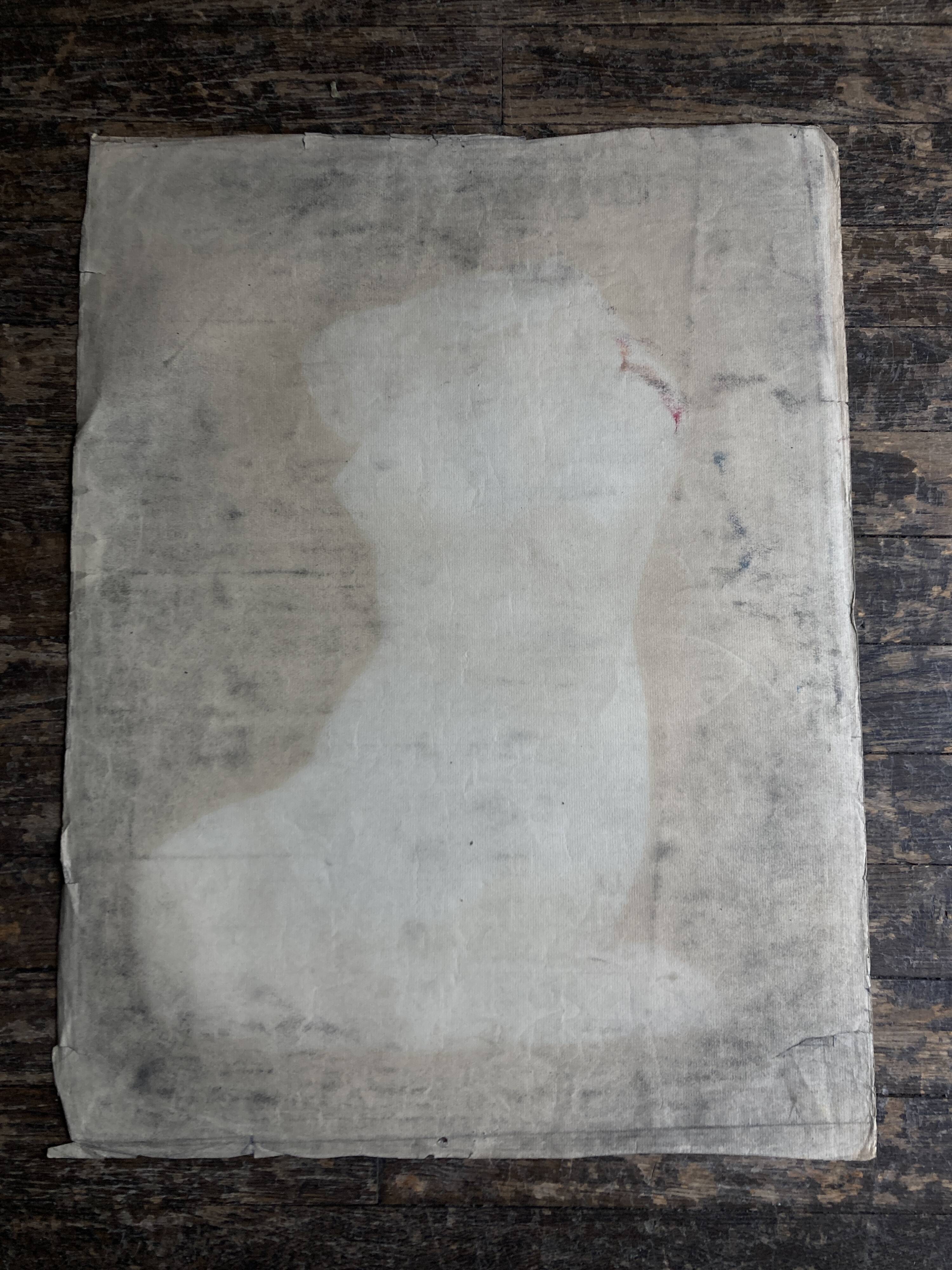 Neoclassical studio study of a marble jar, bas-relief, charcoal, 1920