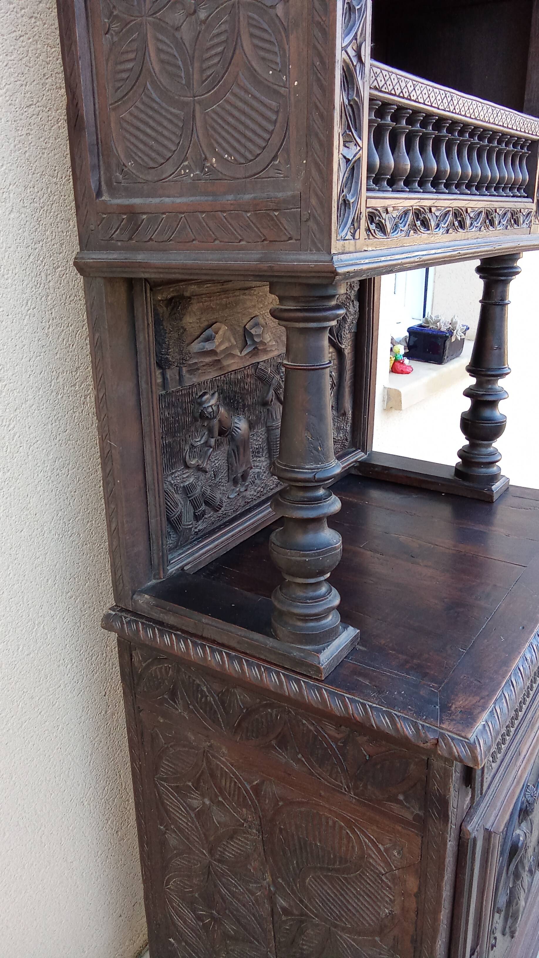 Old carved solid wood dresser