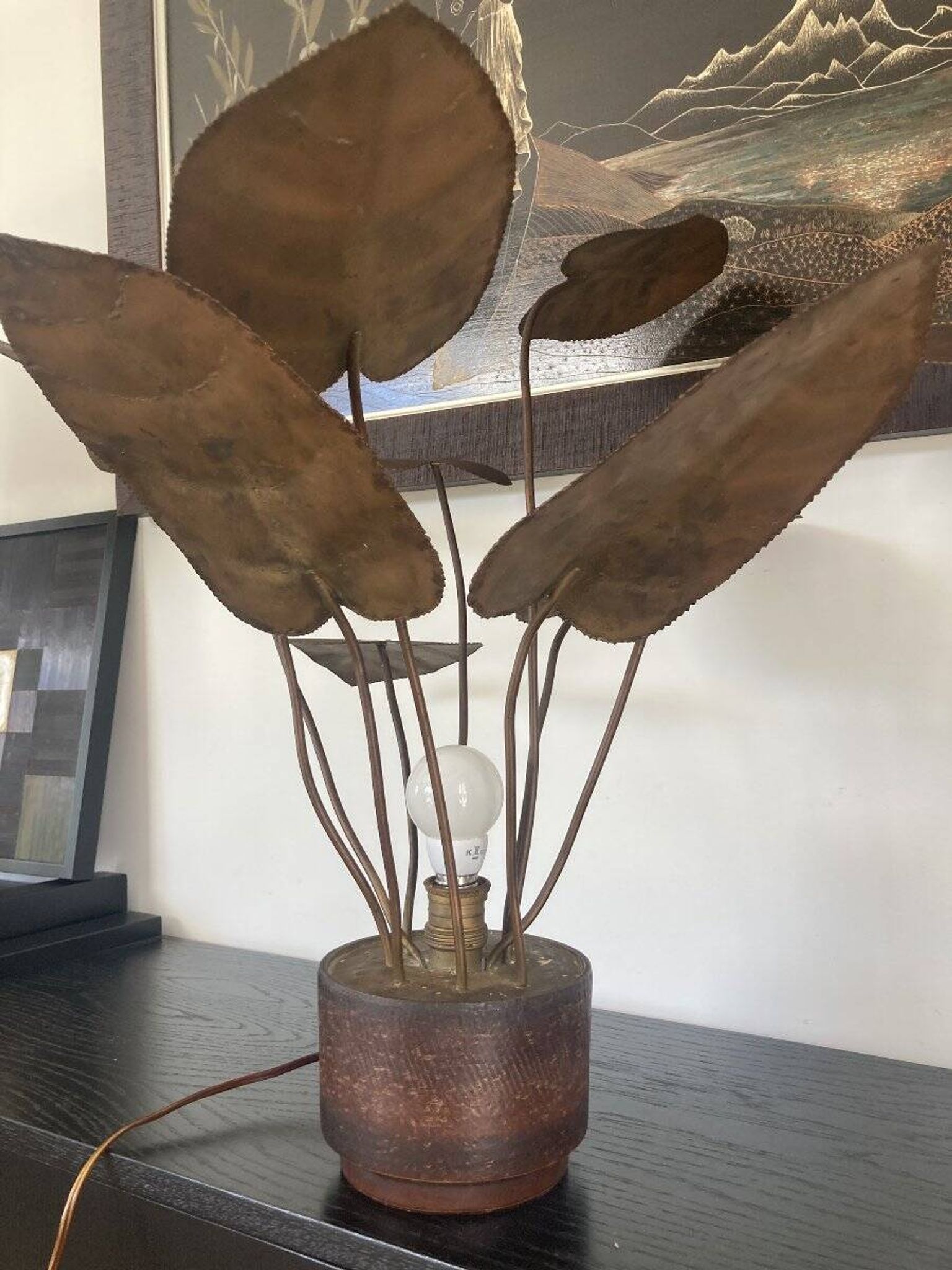 Sculptural metal lamp, 1960s/70s