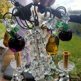 Golden bronze chandelier with fruit pendants