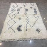 White black berbere abstract wool rug 175x266cm