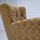 1950s, Danish relax armchair, furniture velour, carved oak wood.