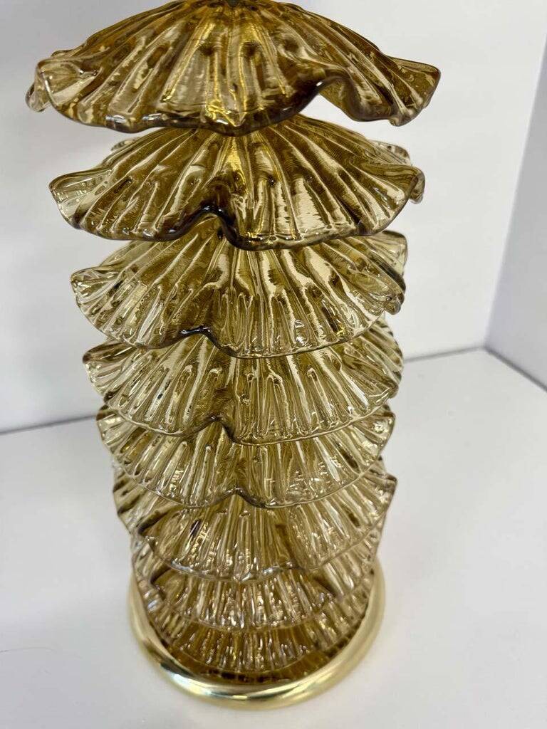 Pair of Murano Gold and Brass Table Lamps