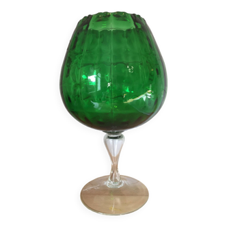 Blown green glass vase - empoli italy - vintage 60/70