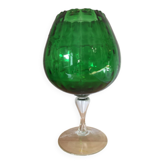 Vase verre vert soufflé - empoli italie - vintage  60/70