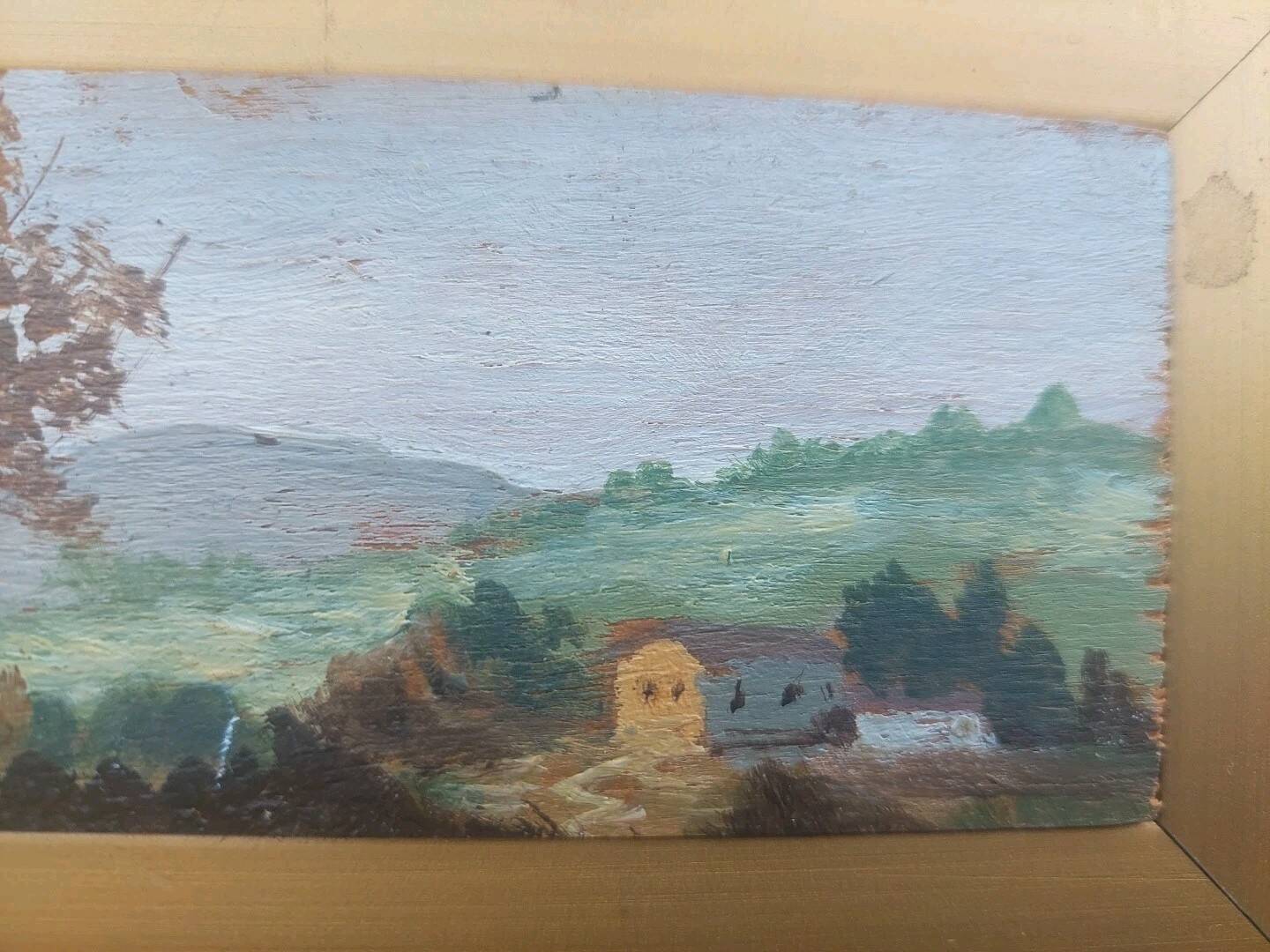 Petit tableau huile sur bois paysage toscan