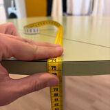 Round extendable folding Formica table with metal legs from the 50s/60s in green.