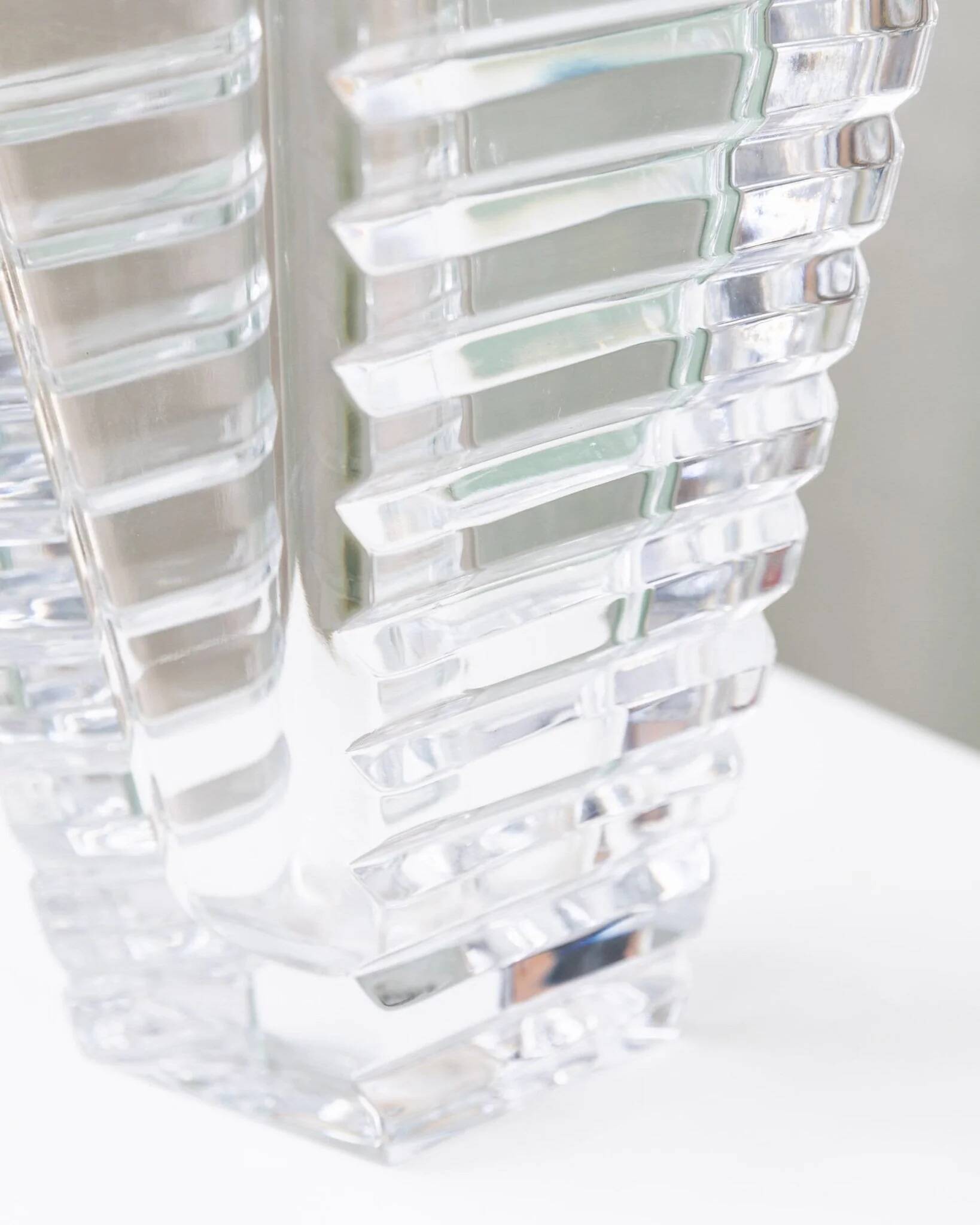 Vase en verre cristal transparent XL Rogaska – bijou vintage italien conique des années 50