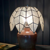 Mother-of-pearl and olive wood lamp