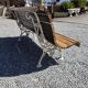 Antique garden bench made of cast iron and oak slats