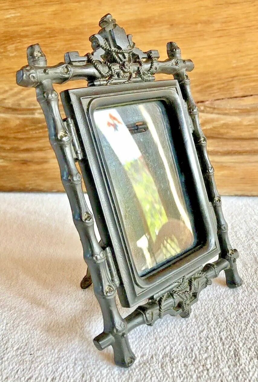 Old Napoleon III photo frame blackened hardened wood