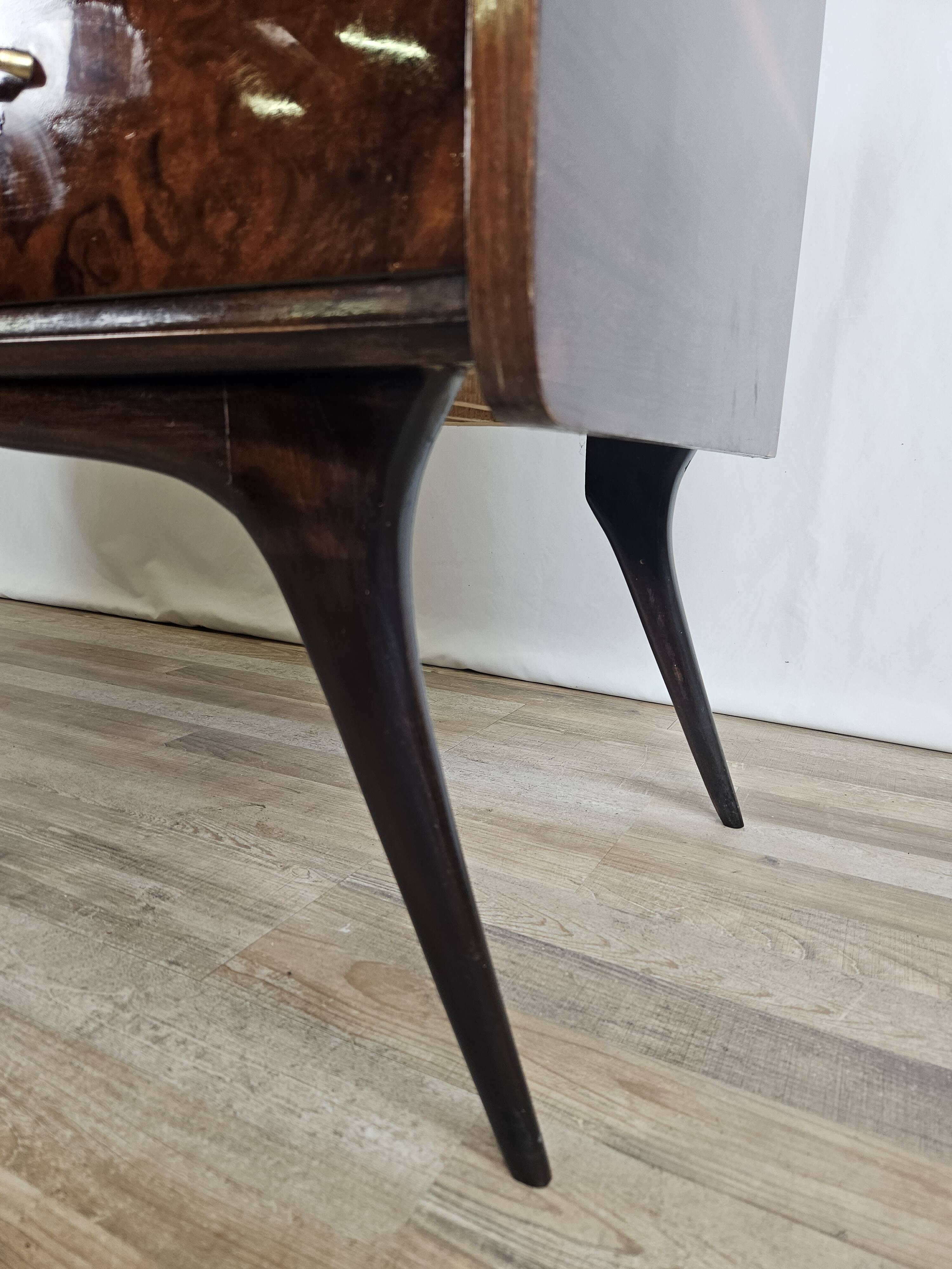 Commode des années 1960 avec verre et six tiroirs