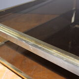 Coffee table with double trays in chrome and gold around 1970