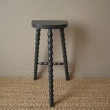 High tripod stool door beaded wooden plant painted black