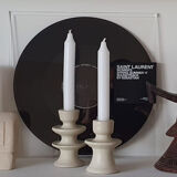 Set of two candlesticks in white tadelakt