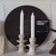 Set of two candlesticks in white tadelakt