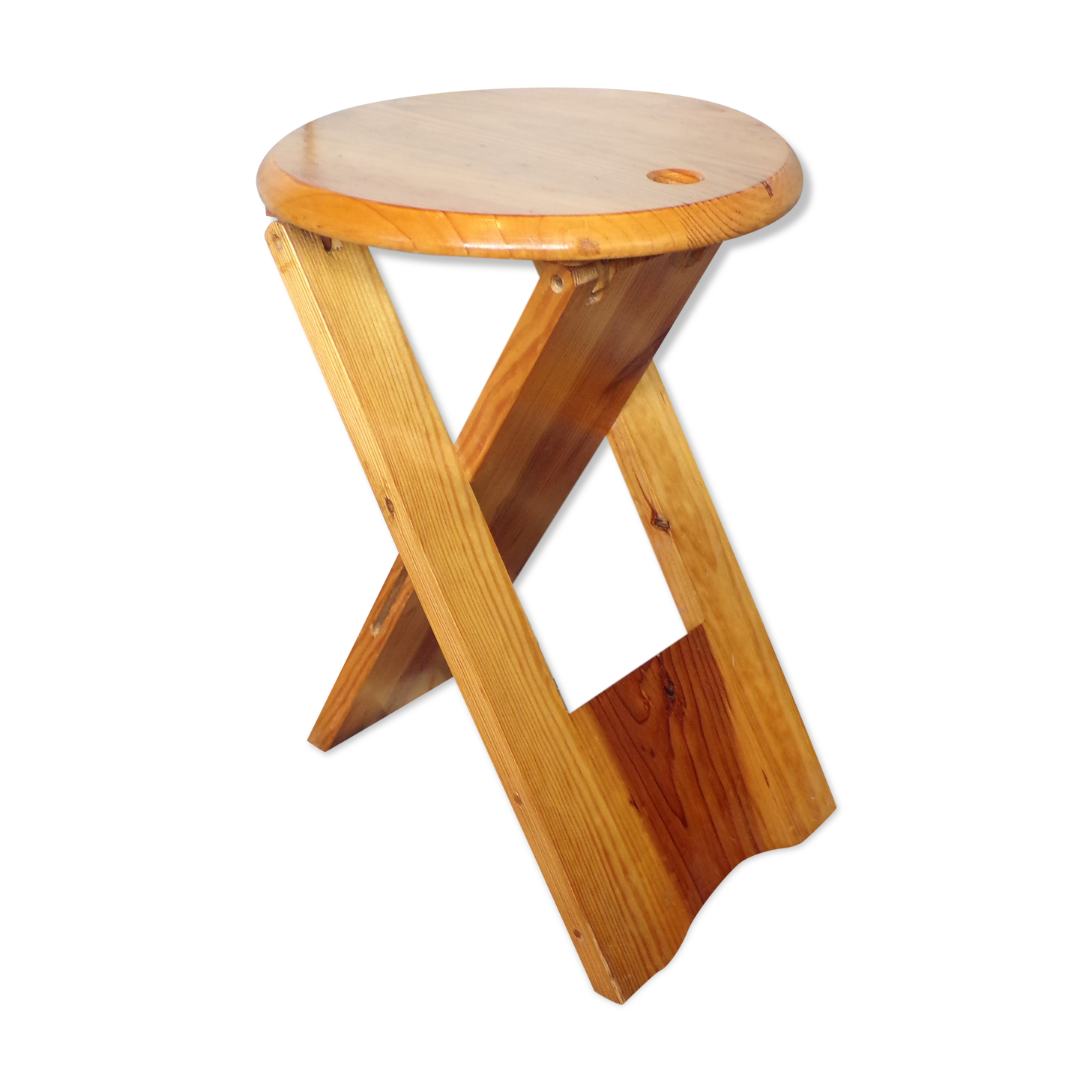 Vintage folding stool in pine