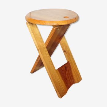 Tabouret pliant vintage en pin