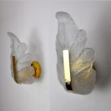 Pair of "leaf" wall lamps by Carl Fagerlund, Murano glass, Germany, 1970