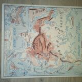 Former vintage Rossignol 50s Asia physical and political map