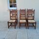 6 old oak chairs, brutalist wood, straw
