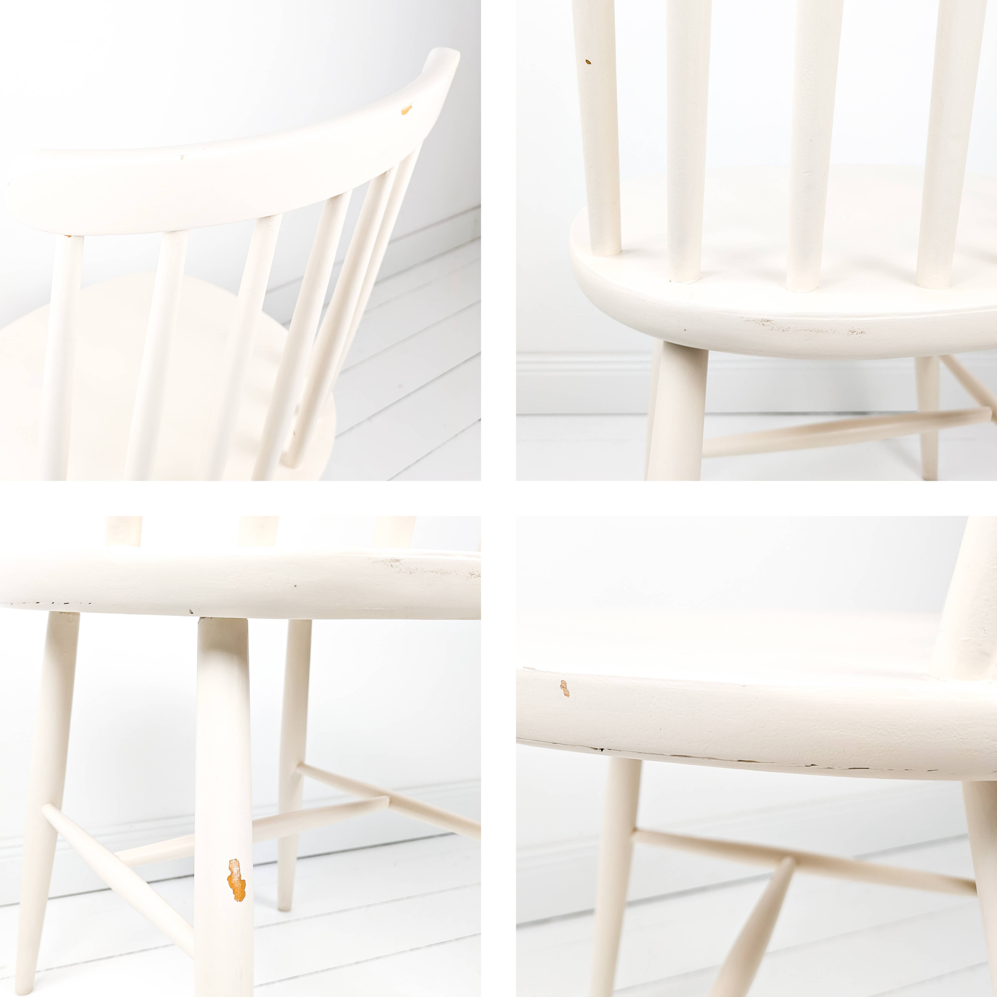 Chaise de soutien vintage blanc cassé Mid Century Retro Skandi Scandinave Kitchen Chair Salle à mang