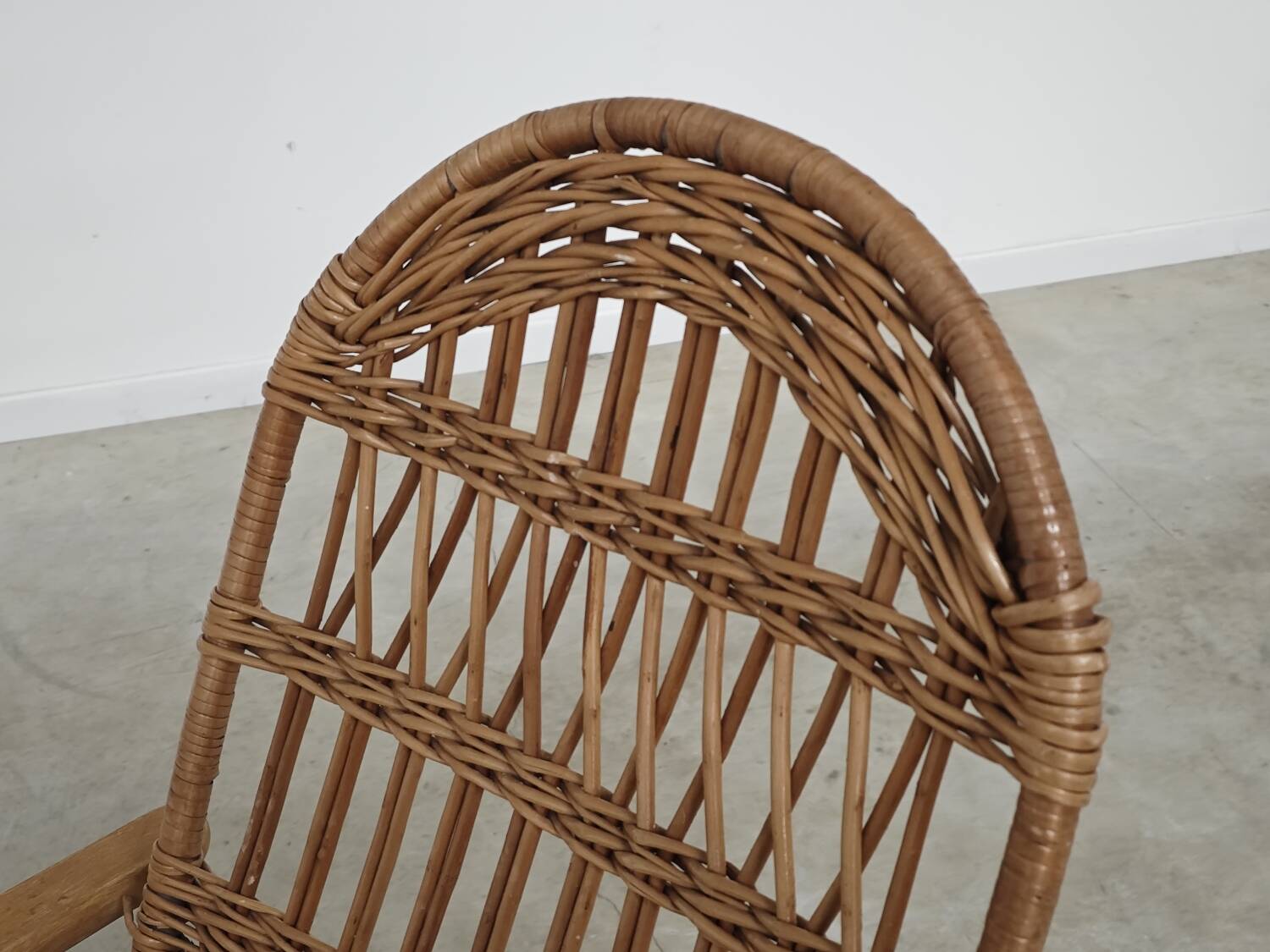 Rocking chair made of wood and wicker by ULUV from Czechoslovakia 1970