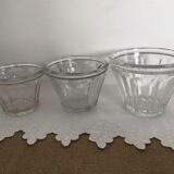 Series of 3 old jam flared jars