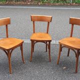 Set of 3 curved wood bistro chairs