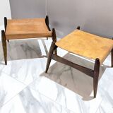 Pair of Ottomans, Rosewood and leather, by Liceu Das Artes e Oficios, Brazil 1960