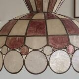 1950s vintage pendant light with mother-of-pearl shade