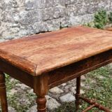 Solid wood table, one drawer, turned wood