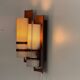 Simple mid-century wall light in metal, wooden and copper base, 1960s, Germany.