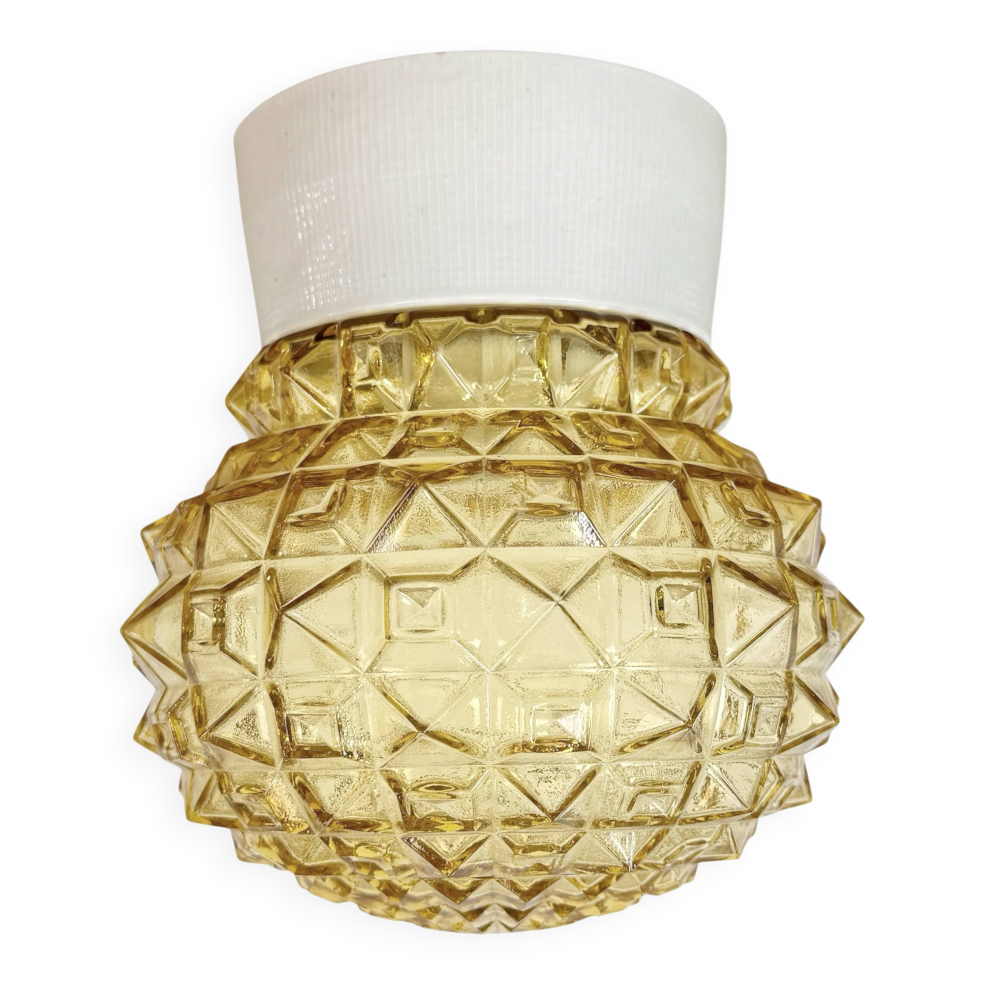 Lustre en porcelaine blanche vintage, années 1970
