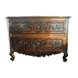 Commode régence à deux grands tiroirs en noyer massif