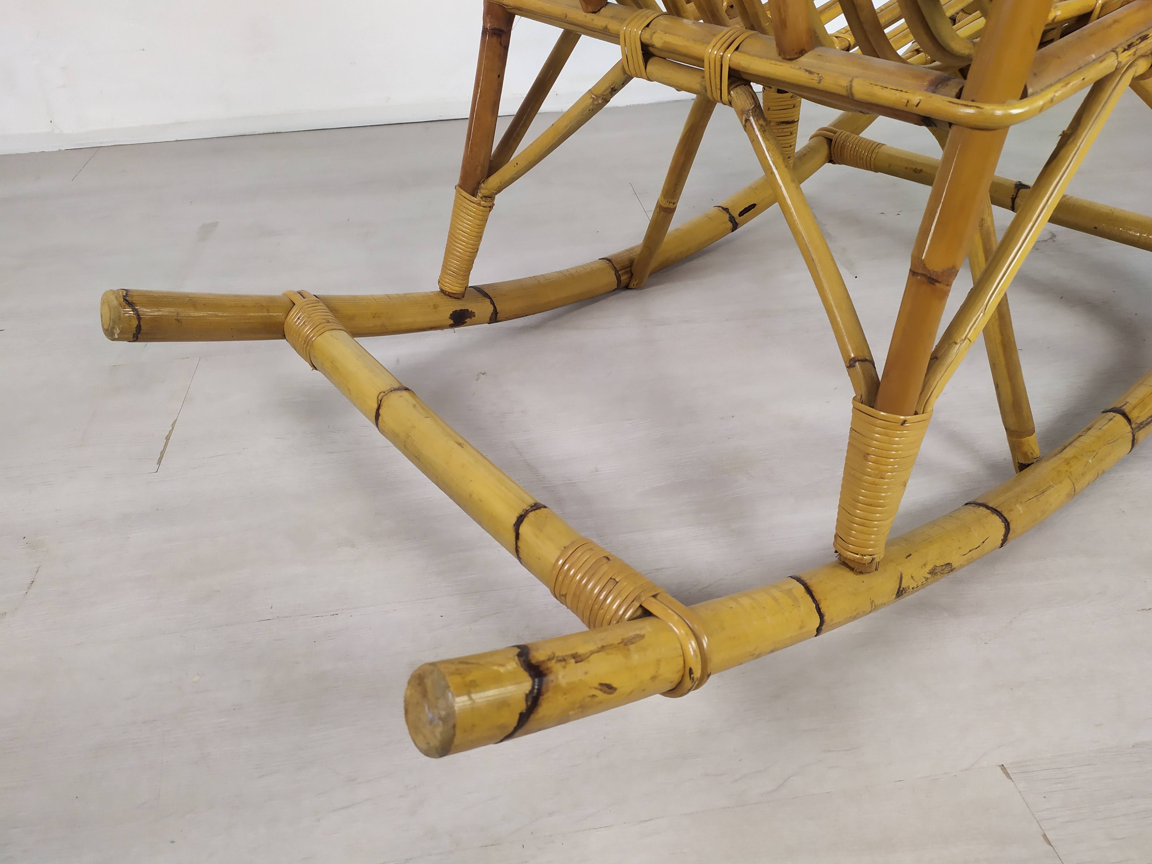 Rocking-flesh rattan vintage