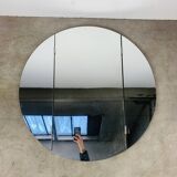 Scandinavian round triptych mirror, teak frame, 1960s.