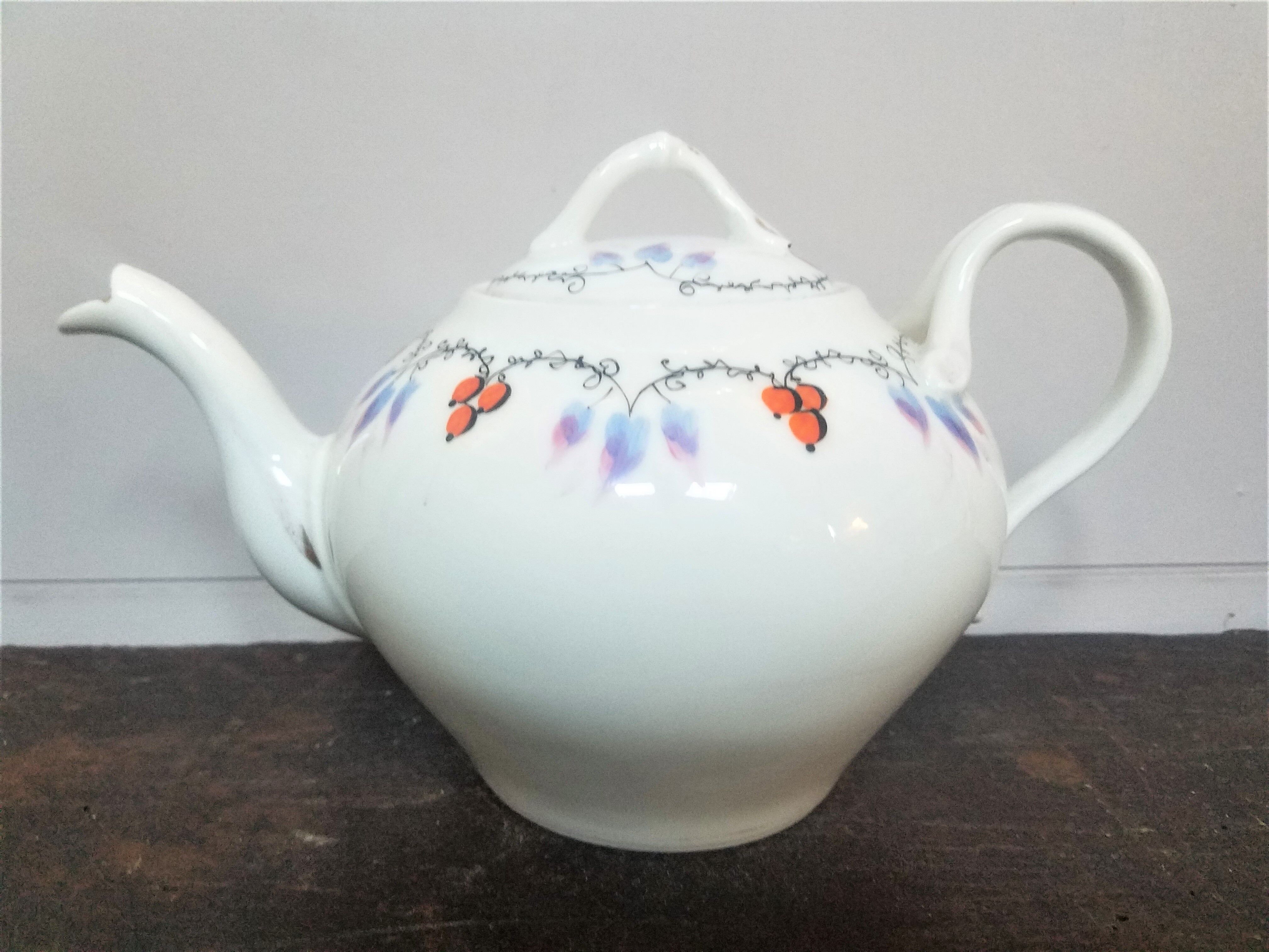 Nineteenth-century porcelain tea service hand-painted signature unknown