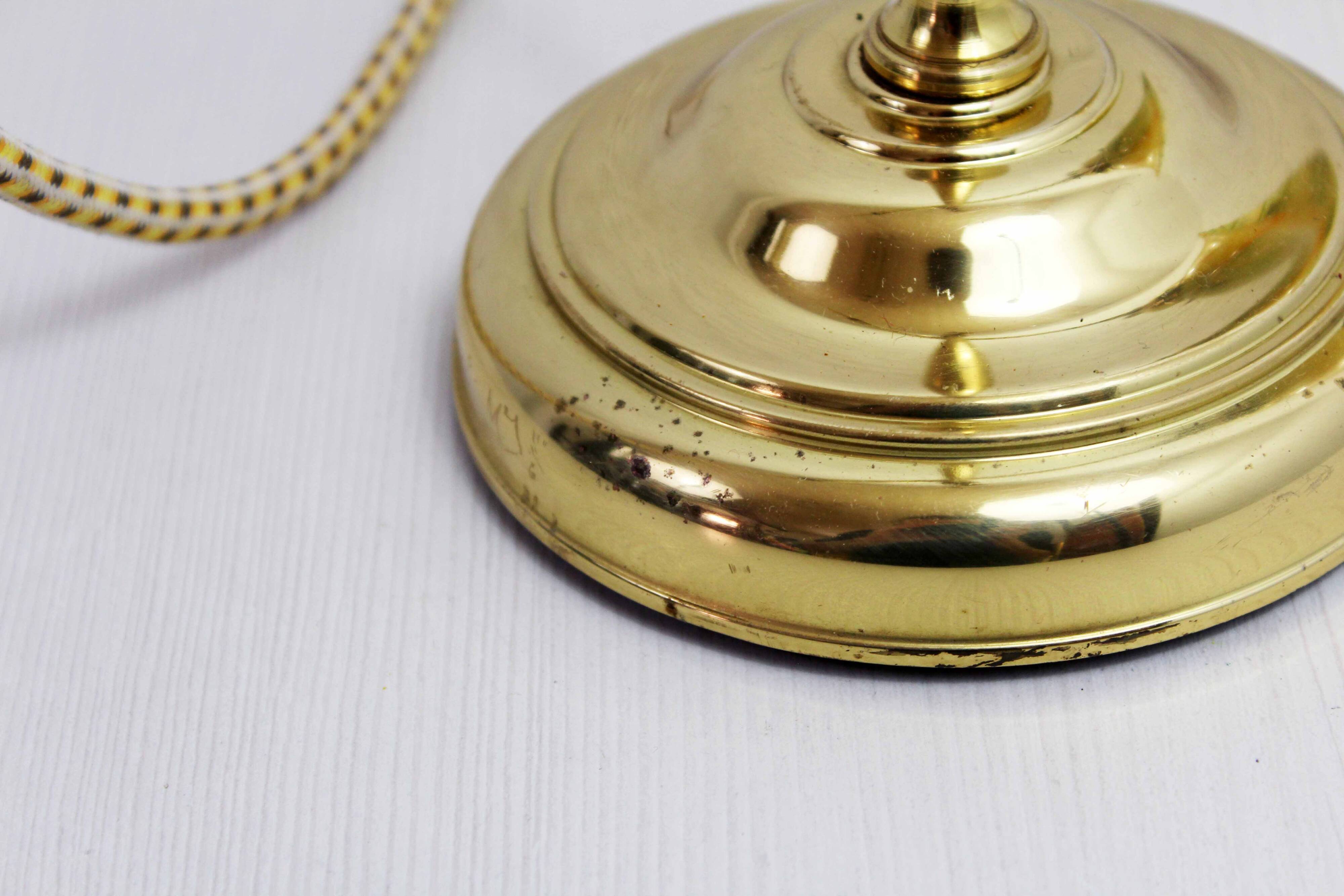 Brass and glass swan neck lamp
