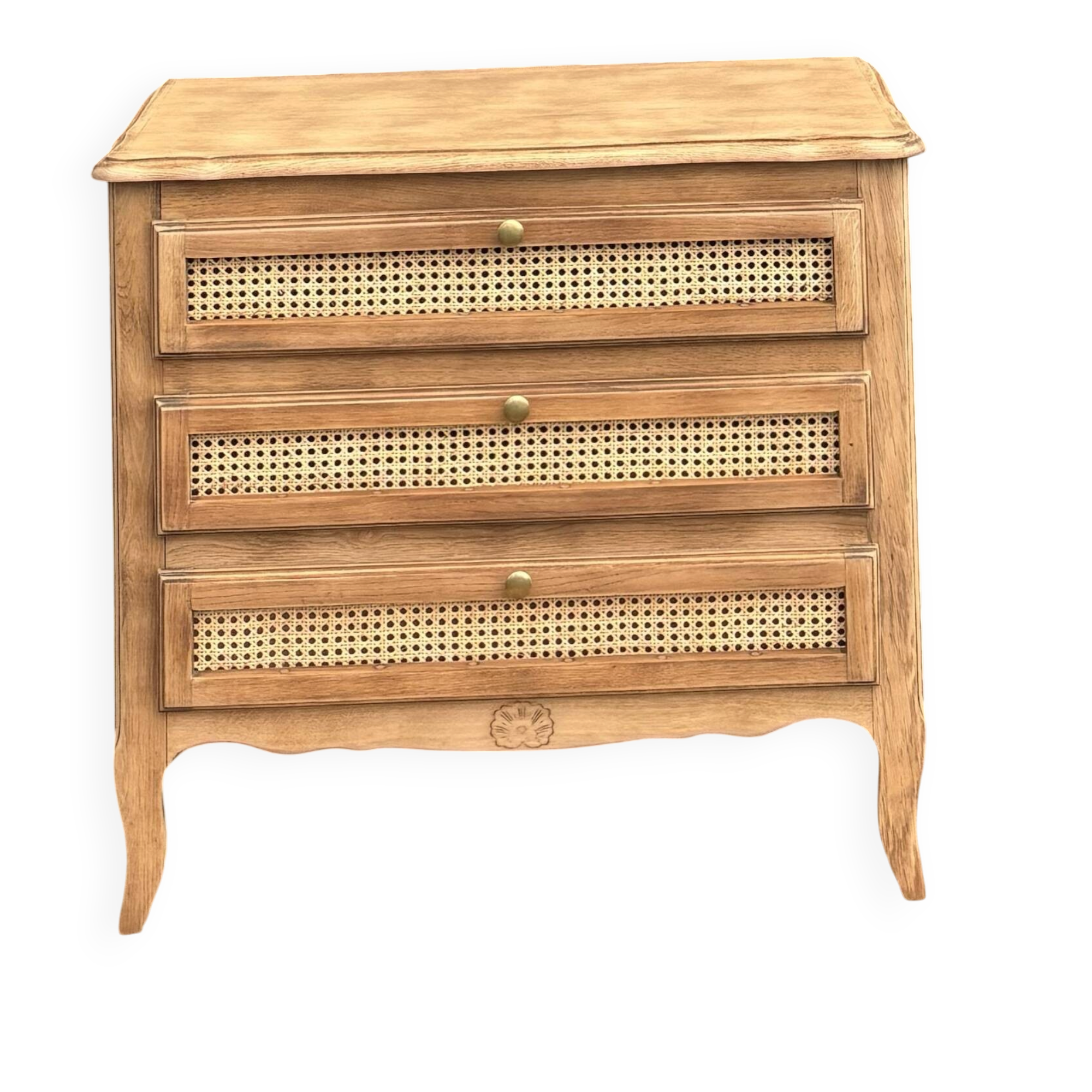 Antique oak commode with cane work - 3 drawers