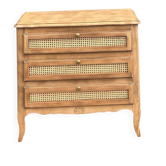 Antique oak commode with cane work - 3 drawers