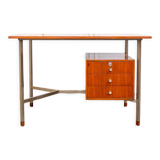 Nickel-plated metal and teak wood desk Italy, 60s